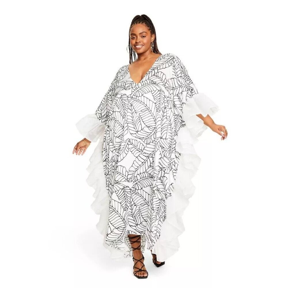 NWT Fe Noel x Target Sketch Palm Leaf Kaftan Cover up Dress